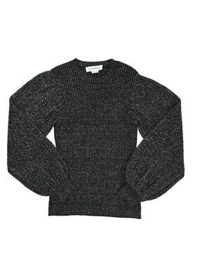 Victoria Beckham Balloon Sleeve Metallic Sweater in Black